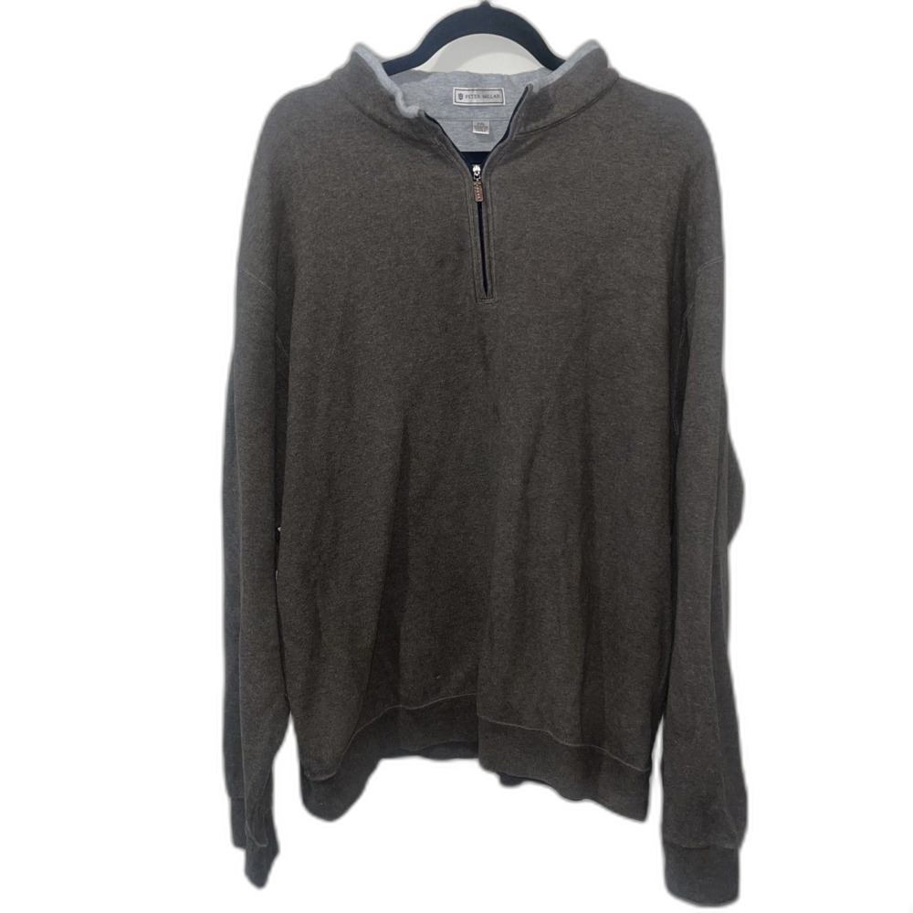 Peter Millar Men's 100% Cotton Brown Quarter-Zip Sweater Size XXL